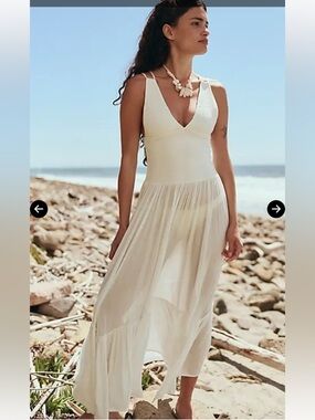 Free People Fun In The Sun Maxi in Ivory Size Small NWOT Retail $118
